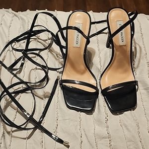 NWT Steve madden uplift black patent leather lace up heels